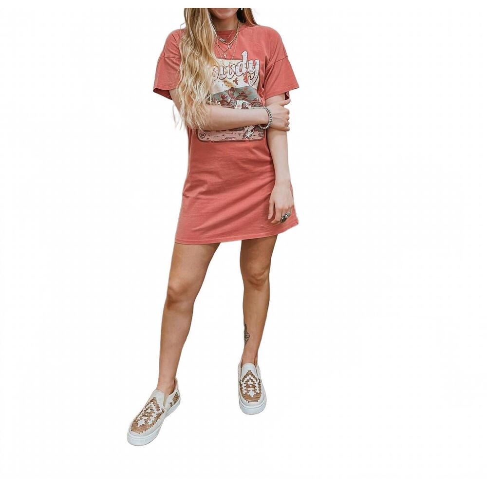 NEW ROCK & ROLL DENIM howdy t-shirt dress in red